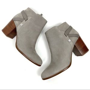 Louise et Cie Taupe Lo Zanara Leather Stacked Heeled Booties Size 10